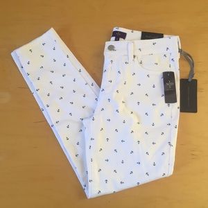 NYDJ Slim Fit Anchor Print White Jeans